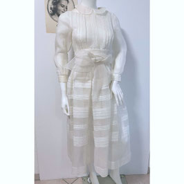 Kleid Kommunionskleid weiss Seidenorganza Gr. XS VINTAGE 1960s