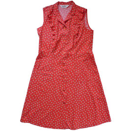 Kleid Gr. L Sommerkleidchen 70s BW rot mit Blümchen