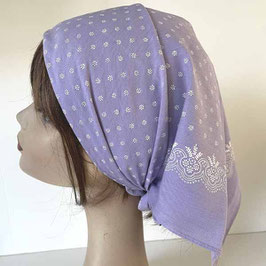 Baumwolltuch Bandana lila mit weiss 66 x 66 cm VINTAGE 1960s
