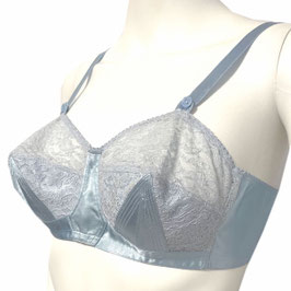 BH Satin Baumwolle Spitze gesteppt hellblau Gr. XS / 70B VINTAGE 1940s
