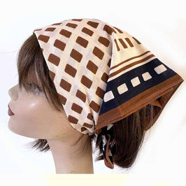 Baumwolltuch Bandana Yves Le Roy braun d’blau 51 x 50 cm VINTAGE 1970s
