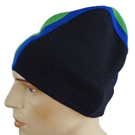 Mütze Skimütze schwarz seitlich gestreift VINTAGE 1980s