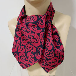 Herrenschal Ascot Seide schwarz-rot abstrakt VINTAGE 1950s