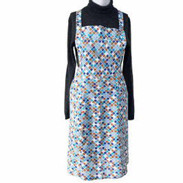 Schürze schräges Karo blau-weiss-ocker VINTAGE 1950s