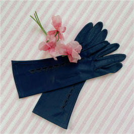 Handschuhe Stoff dunkelblau Gr. 7 mit seitlicher Lochreihe VINTAGE 1960s