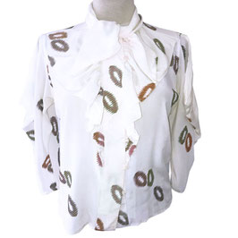 Bluse Gr. M/L creme Seide EMANUEL UNGARO Volant VINTAGE 1980s