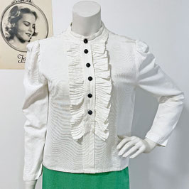 Bluse weiss Reps Gr. S mit Plastron VINTAGE 1940s