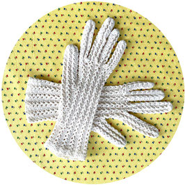 Trachtenhandschuhe Handschuhe weiss handgestrickt Baumwolle