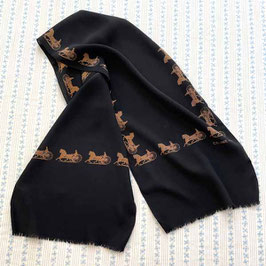 Schal Seide Designer Céline schwarz-braun VINTAGE 1960s