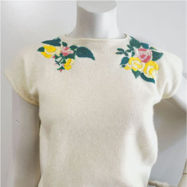 Top Gr. S/M Wolle bestickt écru BLUMARINE kA VINTAGE 1990s