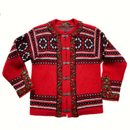 Strickjacke all Genders Norwegerjacke rot Wolle VINTAGE 1960s