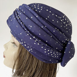 Turban dunkelblau mit weissen Punkten Gr. 53/54 VINTAGE 1960s