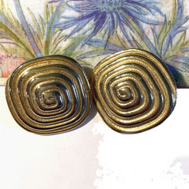 Ohrclips massiv mit Spiralmuster vergoldet VINTAGE 1980s