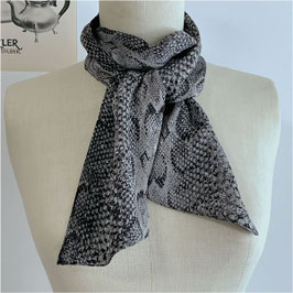 Schal Seide grau-schwarz animal print VINTAGE 1990s