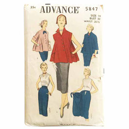 Schnittmuster Gr. S/M ADVANCE 5847 Umstandsmode Bluse/Jacke und Umstandsrock VINTAGE 1950s