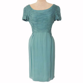 Kleid Gr. S Seidencrepe türkis gerafft VINTAGE 1960s