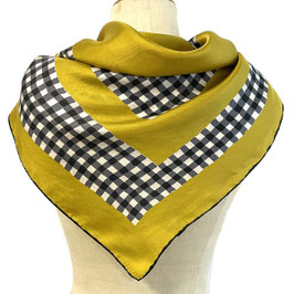 Foulard Carre Seide brauchbar goldgelb Vichymuster VINTAGE 1960s