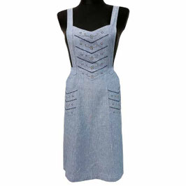 Schürze Küchenschürze M/L hellblau denim handbestickt VINTAGE 1950s