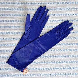 Handschuhe Satin Gr. 7.5 blau VINTAGE 1970s NEU
