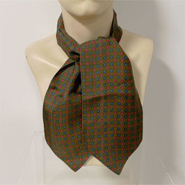 Herrenschal Ascot Seide olivbraun Paisley VINTAGE 1950s