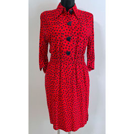 Kleid AKRIS Baumwolle Gr. M/L Herzen und Dots in dunkelblau 1980s