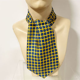 Herrenschal Ascot Seide quadr. Muster auf gelb VINTAGE 1960s