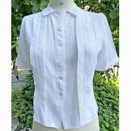 Bluse weiss Gr. S Baumwolle mit Perlmuttknöpfen VINTAGE 1950s