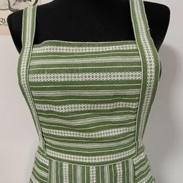 Schürze handgewoben grün-weiss Gr. M VINTAGE 1960s NEU
