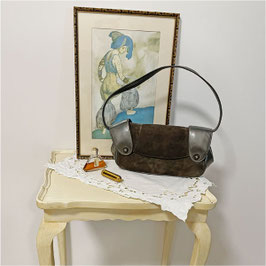 Tasche klein dunkelgrau taupe mit Metallicgrau VINTAGE 1950s