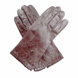 Handschuhe Leder 7.5 dunkelbraun Lochung am Handrücken VINTAGE 1970s NEU