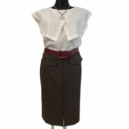 Jupe / Rock Gr. M/L dunkelbraun Pencil Skirt TRUSSARDI Designer VINTAGE 1990s