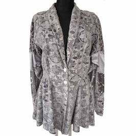 Jacke Gr. XL grau Samtvelours weite Ärmel VINTAGE 1980s