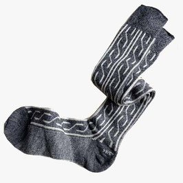 Kniesocken Gr. 43 grau mit Mäandermuster VINTAGE 1980s