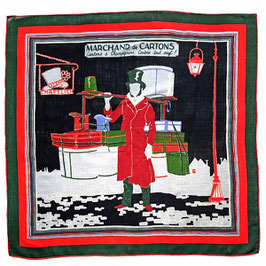 Foulard Wolle Marchand de Carton Hutschachteln France VINTAGE 1940s