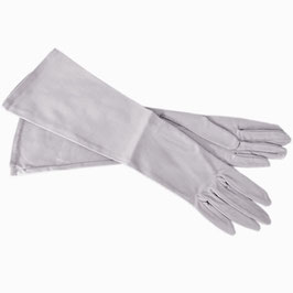 Handschuhe Gr. XS festlich Party lang Satin elastisch hellgrau VINTAGE 1960s