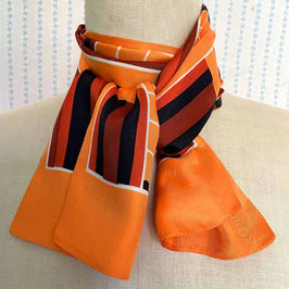 Schal Seide schmal orange-braun mit Fransen VINTAGE 1960s