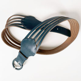 Gürtel Leder marine Gr. XS / 70 petrol mit schmalen Riemen VINTAGE 1960s