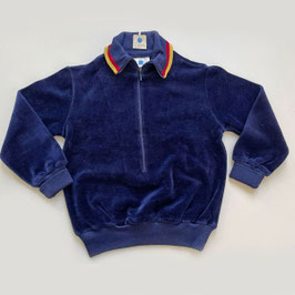 Kinderpulli Plüsch dunkelblau ca. 3-4 Jahre VINTAGE 1970s