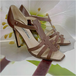 Sandaletten High Heels Gr. 38 Manolo Blahnik braun Designer