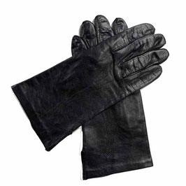 Handschuhe Leder 7.5 schwarz mit Biesen Seidenfutter 1970s