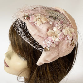 Fascinator Hütchen Bibi rosa mit Schleier VINTAGE 1960s