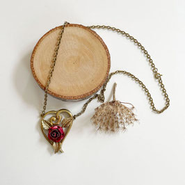 Halskette kurz Herz mit rotem Stein VINTAGE 1970s