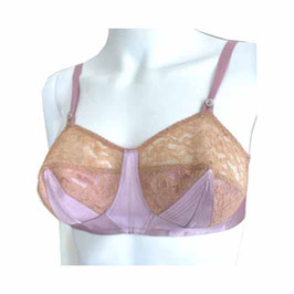 BH Satin Gr. 70B lila-beige mit Spitzen VINTAGE 1930s