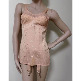 Corset Gr. XXS lachs Baumwoll-Damast VINTAGE 1940s Swiss Made