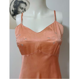 Unterrock lachs Seide handbestickt VINTAGE 1940s