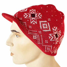 Skimütze Mütze rot mit Dächli VINTAGE 1970s Tschugger Style