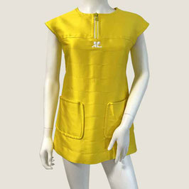 Kleid Minikleid André Courrèges gelb Baumwolle Gr. XS/S VINTAGE 1970s