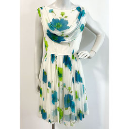 Kleid Gr. M Chiffon Seide VINTAGE 1960s mit integriertem Schal