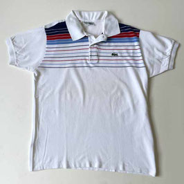 T-Shirt Polo-Shirt LACOSTE weiss mit feinen Streifen VINTAGE 1970s