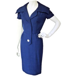 Kleid Gr. XS/S marine Navy grosser Kragen VINTAGE 1950s